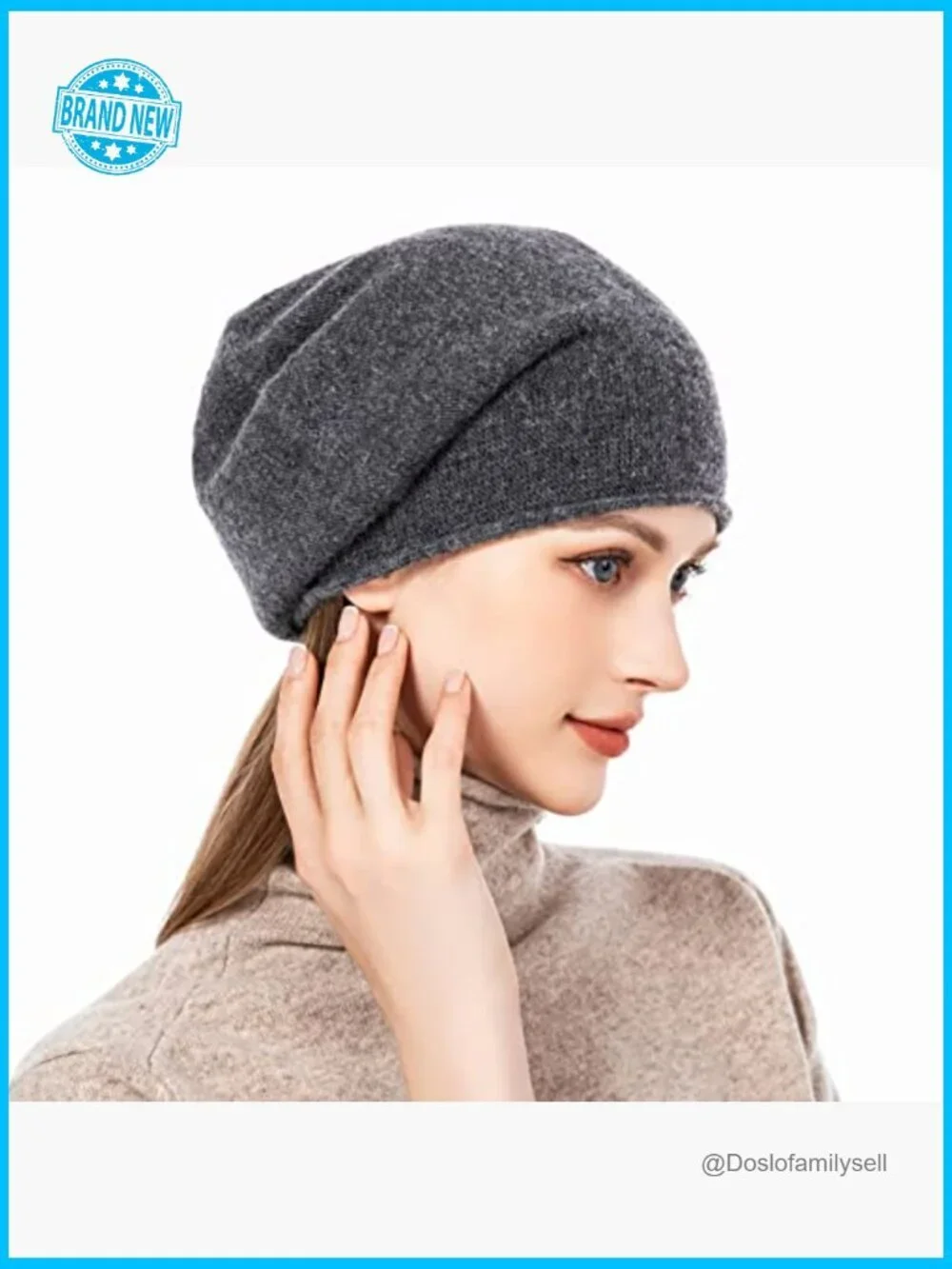 Knit Slouchy Beanie Soft Warm Winter Hat Cashmere Blend Ski Cap